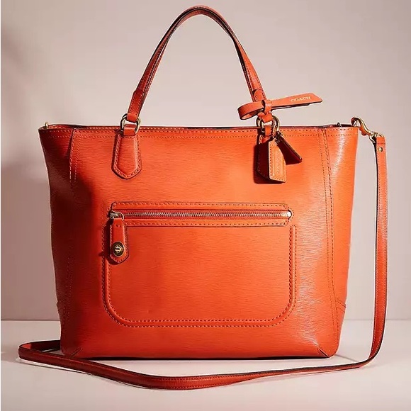Coach Handbags - Coach Blair Tote  Poppy Textured Tote Bag Bright Pumpkin Orange Fall Fashion